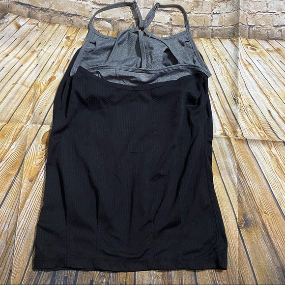 MPG Black Gray Built In Sports Bra Mesh Tank Top - Picture 2 of 4